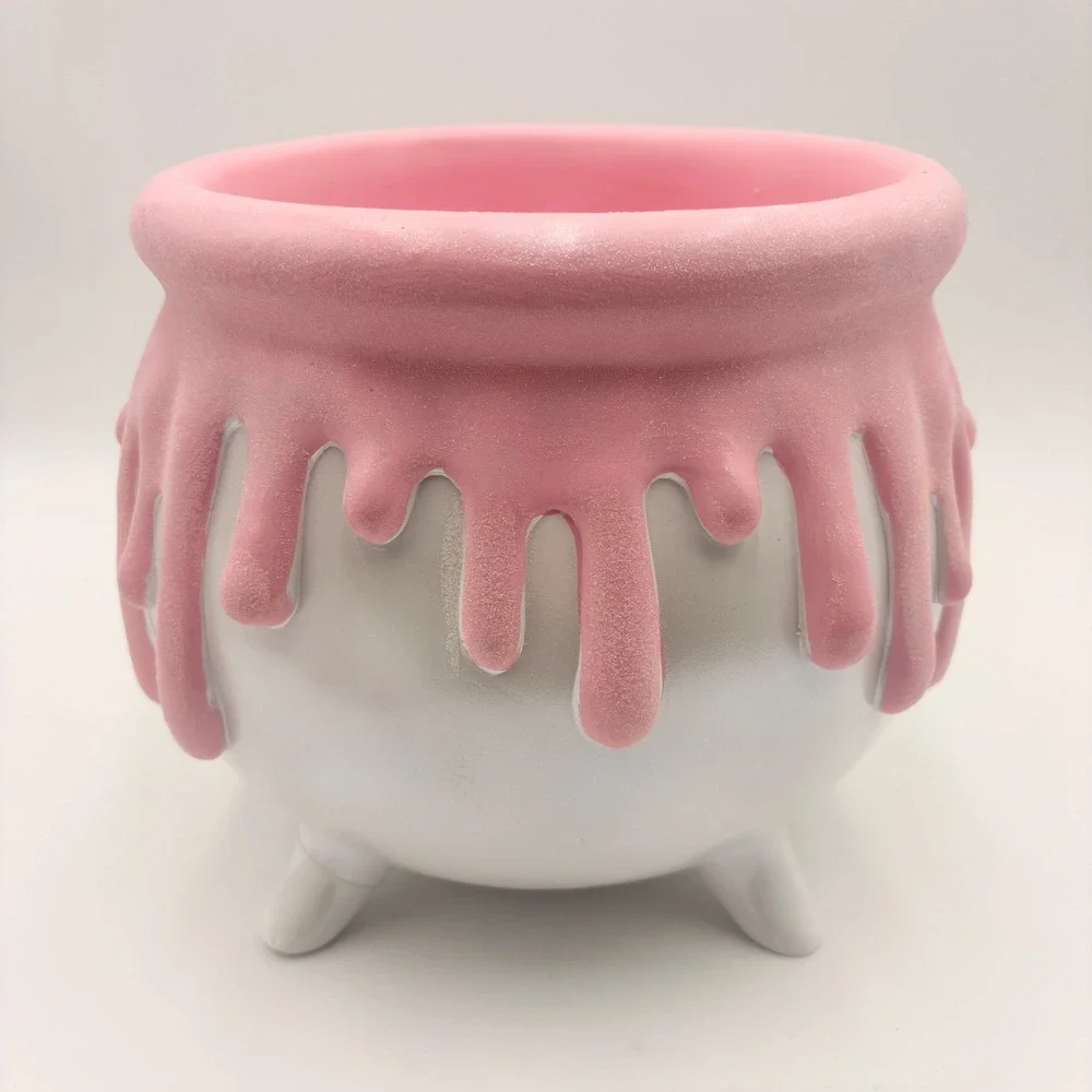 Mystic Blush Pink Drip Halloween Cauldron Pearlescent White Glitter  Pinkoween